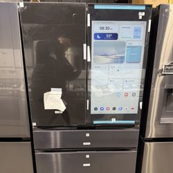 Brand new Samsung Bespoke 29 cu. ft. Standard Depth 4-Door French Door Refrigerator in Charcoal Glass, Black/Charcoal with AI Family Hub+