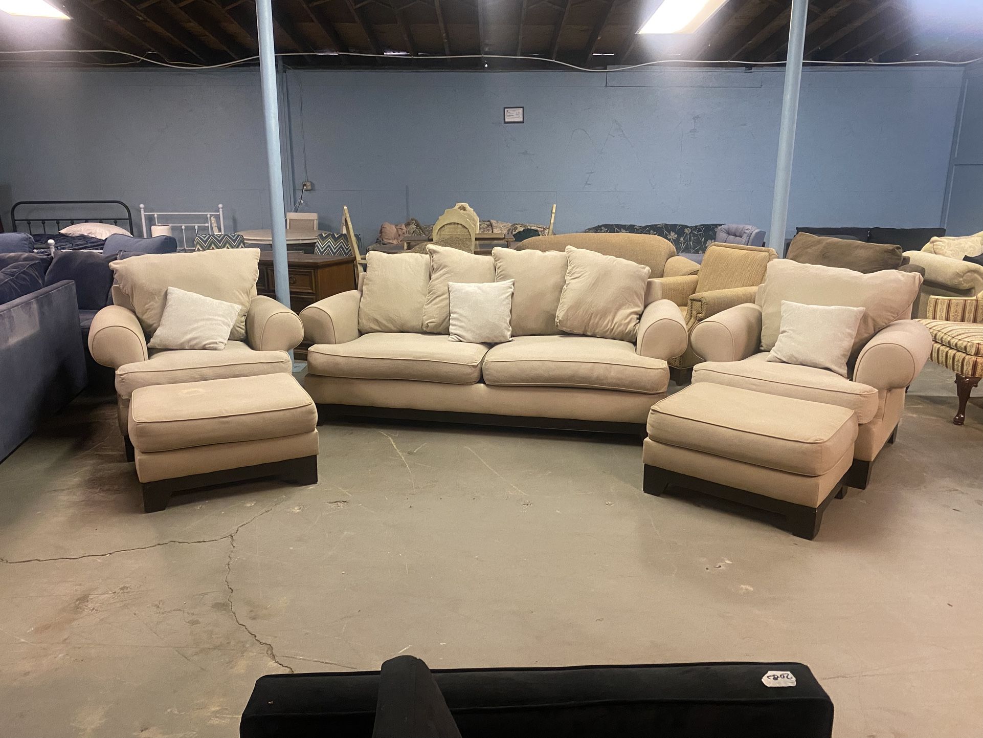 FREE delivery - Clean Bauhaus Sofas couches 2 Chairs With 2 Ottomans