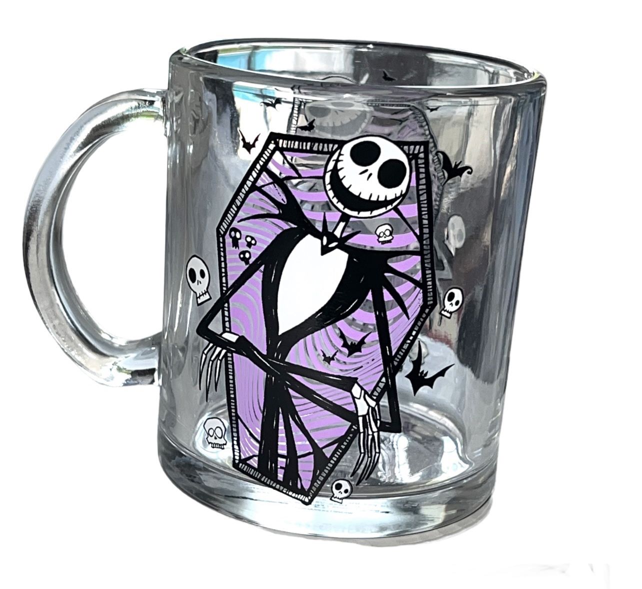 Disney Clear Glass Jack Skellington Mug Nightmare Before Christmas 2-Sided NEW