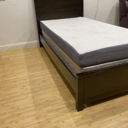 Twin Bad Frame, Box Spring And Mattress 
