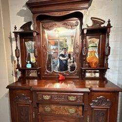Antique solid beautiful wood Buffet Cabinet comes in two parts