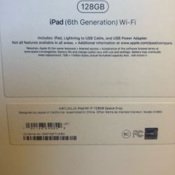 6th generation IPad With Charger/cable 128 Gb