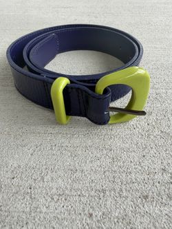 Vintage Boden Patent Leather Belt Navy Blue Lime Green Size S