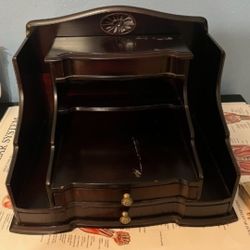 Secretary Desk Top Organizer Looks Like Dark Mahogany Wooden 