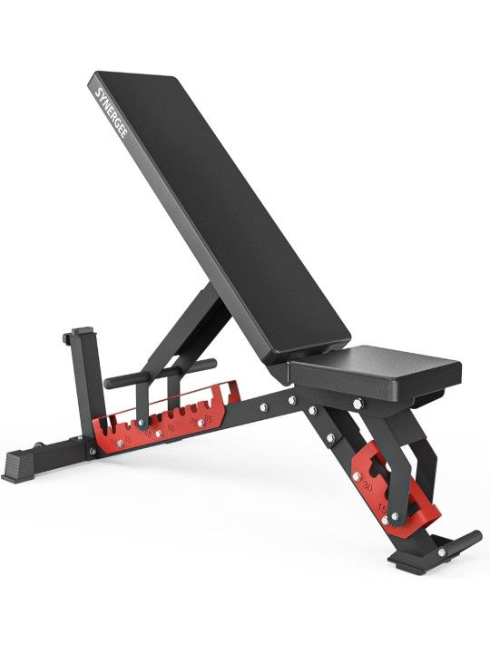 Synergee Adjustable Wing Back Workout Bench. Weight Bench for Dumbbell & Barbell Press Exercises & Workouts. Great for Commercial, Garage and Home Gym
