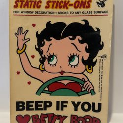 BETTY BOOP static stick-on  cartoon 1992 window cling Max Fleischer OG RARE 