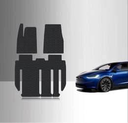 TOUGHPRO Floor Mats Accessories Set 1st + 2nd + 3rd Row Compatible with Tesla Model X (7Seater) All Weather Heavy Duty