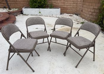 4 Costco Upholstered Folding Chairs - Clean & Good Condition. Priced for Fast Sales!