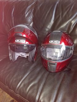 Motorcycle helmet his and her it's got everything three in one color red