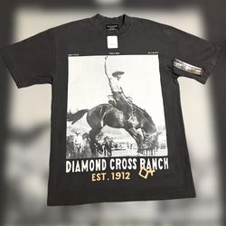 Diamond Cross Ranch Shirt Medium Grey Jackson Hole Wyoming  NWT