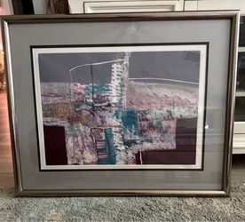 Original Signed Janet O'Neal Abstract Monotype Fine Art – Framed