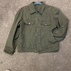 Army green denim jacket