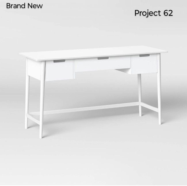 Brand New Ellwood Large Writing Desk With Drawers White