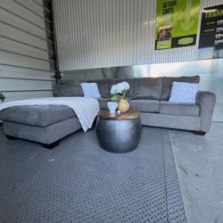 Long Sectional with Chaise Gray Ashleys furniture comfy durable