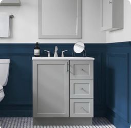 30 inch light, gray bathroom vanity brand new