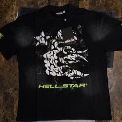 Hellstar Brain Star Tee - Black/Neon Green - Size L