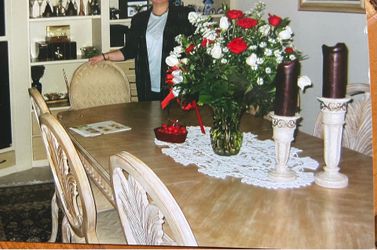 Dining table and round table with a glass top