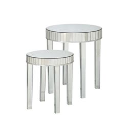 Round Mirrored Nesting Table 2-Piece Set