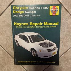 Haynes Repair Manual For Chrysler Sebring & 200 Dodge Avenger 2007-2017