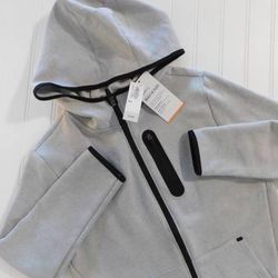NWT Old Navy Active Boys size M (8) Gray Hoodie Jacket ~ Built-In-Flex 