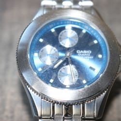 Men's Casio 100 Meter Water Resistent Blue Dial Watch, MTP 3060