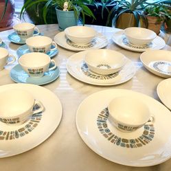 Vintage MCM Atomic Plates Bowls Cups Canonsburgh Pottery Temporama