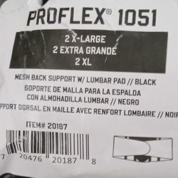 ProFlex 1051 Mesh Back Support Brace Ergonomic Fit Size XX-Large Black
