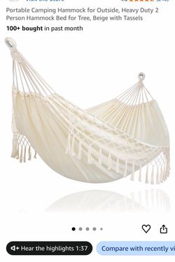 Portable 2-Person Camping Hammock with Tassels