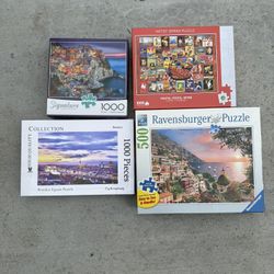 4 Real Nice Puzzles Used Once: Italy , Pizza Wine Florence 