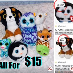 $15 For All TY Beanie Boos Babies in good condition total 🟰 7 babies