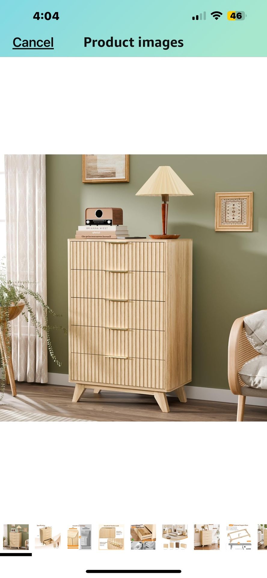 5 Drawer Dresser Tall Fluted Chest of Drawers, 30