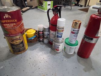 Free! Wood Stains, Spraypaints, expired Fir Extinguishers