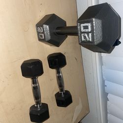 20 pound dumbbell and 5 pound dumbbells