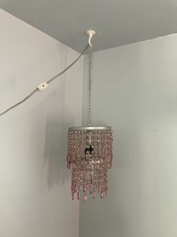 Pink Beaded Pendant Chandelier Light