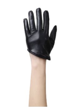 New Black Faux Leather Gloves