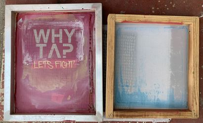 Used Screen Printing Boards Plus Wooden Rack - Aluminum And Wood - MAKE ME AN OFFER
