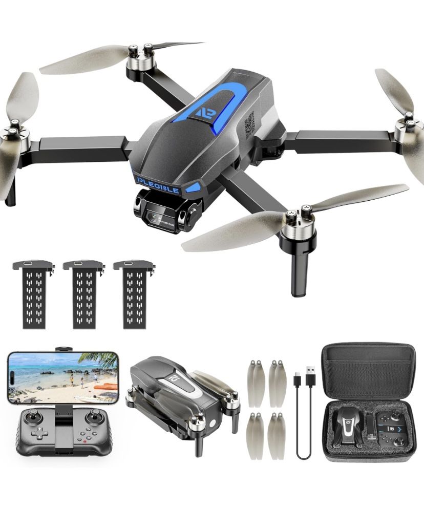 4K, Brushless Motor Drone for Kids Beginners, FPV Foldable RC Quadcopter with 3 Batteries, 45 Mins Long Flight Time, Beyond-Range Loss Alert