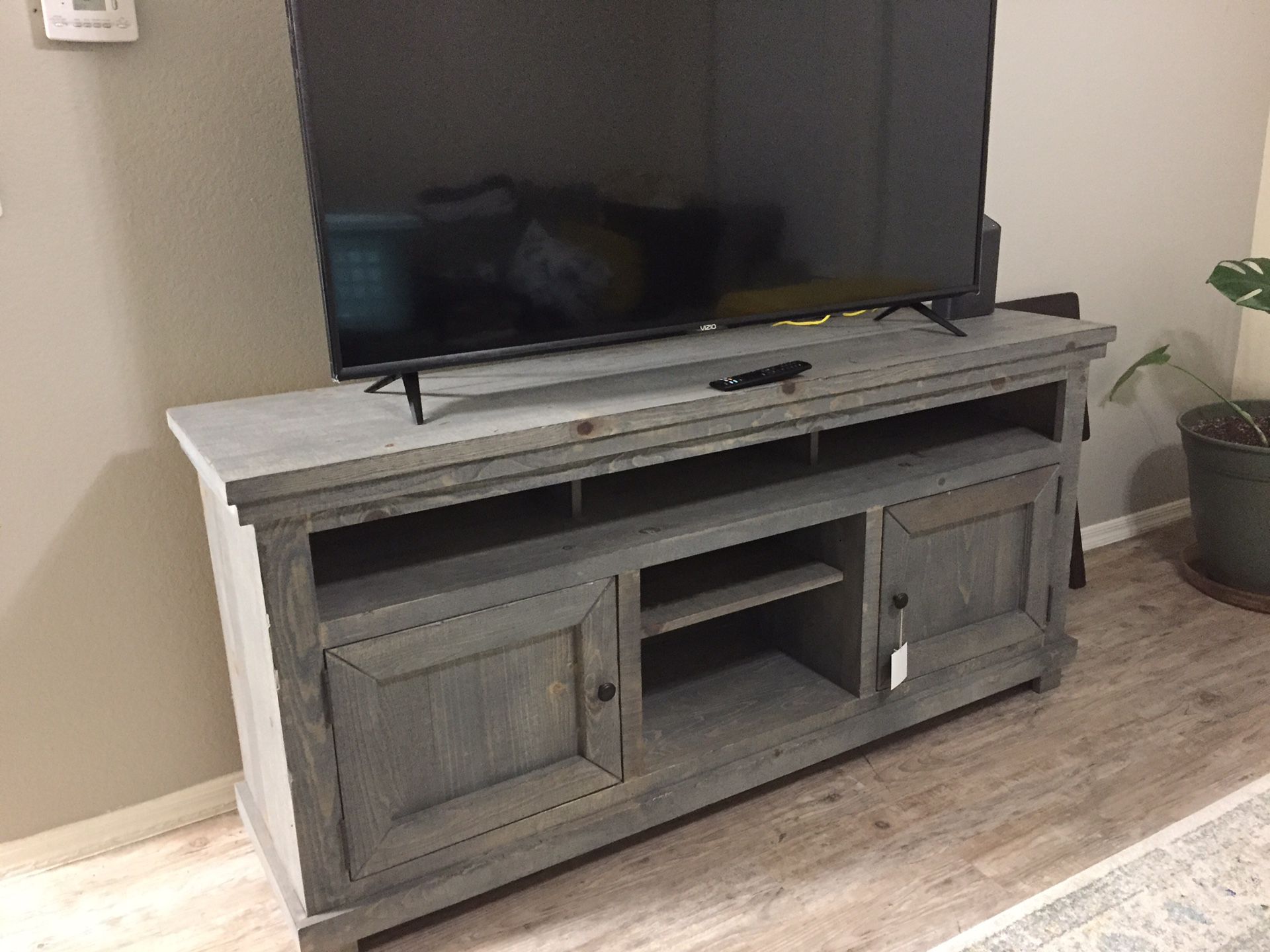 64” distressed blue Tv stand