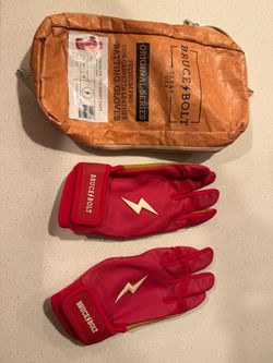 NEW Bruce Bolt Red Batting Gloves