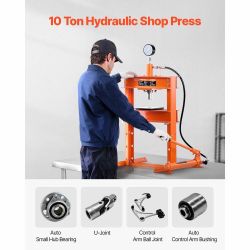 Hydraulic Shop Press, 10 T H-Frame Shop Press with Press Plate & H-shaped Base, Stable Garage Floor Adjustable Hydraulic Press with Relief Valve, Fit 