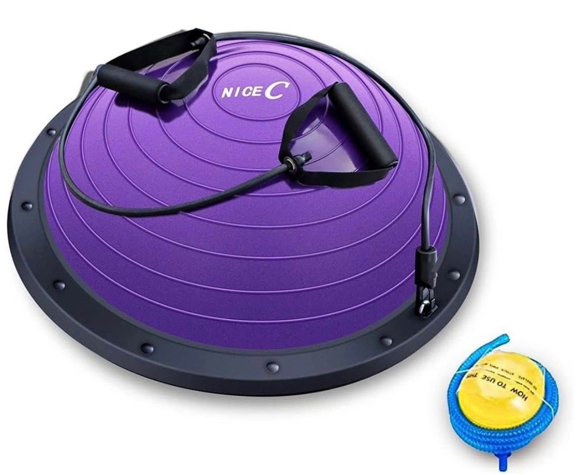 Nice C Balance Ball, Half Ball, Balance Ball, Exercise Workout Trainer, with Resistant Band, Strength Fitness Yoga with Bonus Foot Pump Amazon's Choic