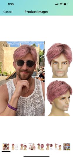 Short Pink  Wig for wo/ Men