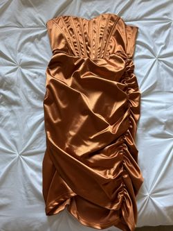 Satin Orange/Bronze dress - Medium - Great Condition!!