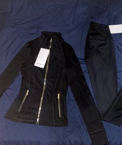 Lululemon Women’s Black 2pc Jacket & Pants Set Full Zip Pockets Sz 4