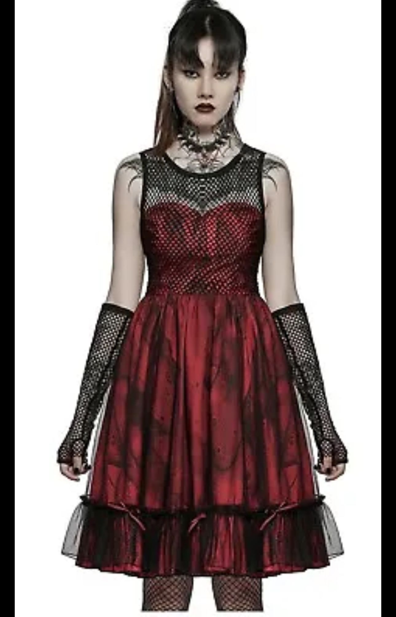 Pyon Pyon Gothic Layered Party Dress And Mesh Sleeve Set  Goth Prom  Retail $139