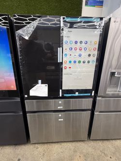 Brand new  Samsung Bespoke 36in. 29cu.ft. Standard Depth Charcoal Glass/Stainless Steel 4-Door French Door Refrigerator w/AI Family Hubplus