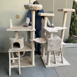 New In Box $55 Left Model And $60 Right Model Large Cat Tree Beige Color Scratching Towel Pet Furniture 