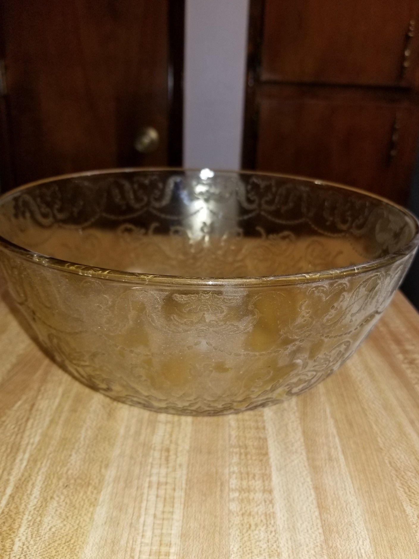 Vintage Federal Glass Madrid Amber Yellow Depression Glass Salad Serving Bowl & Soup or Dressing Bowl