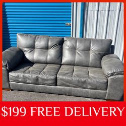 Gray REAL LEATHER COUCH sectional couch sofa recliner (FREE CURBSIDE DELIVERY)