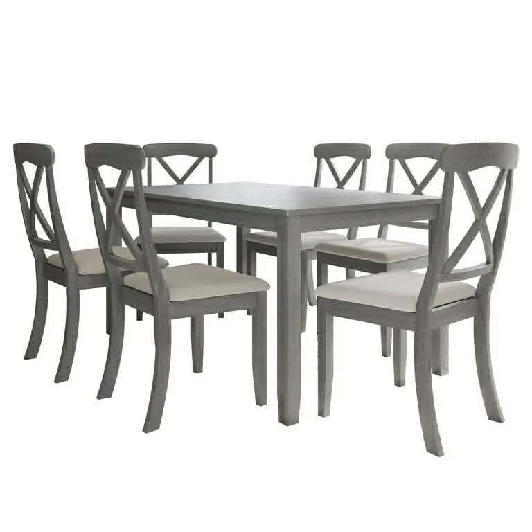 CraftPorch Farmhouse Style 7-piece Wooden Dining Set Grey